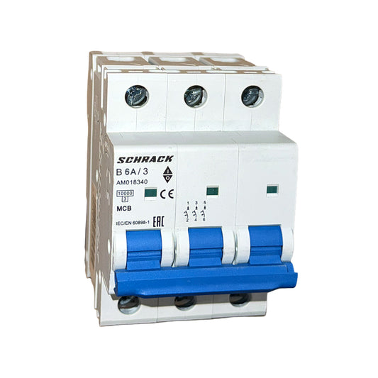 Disjoncteur 10kA, B 6A, 3 broches.