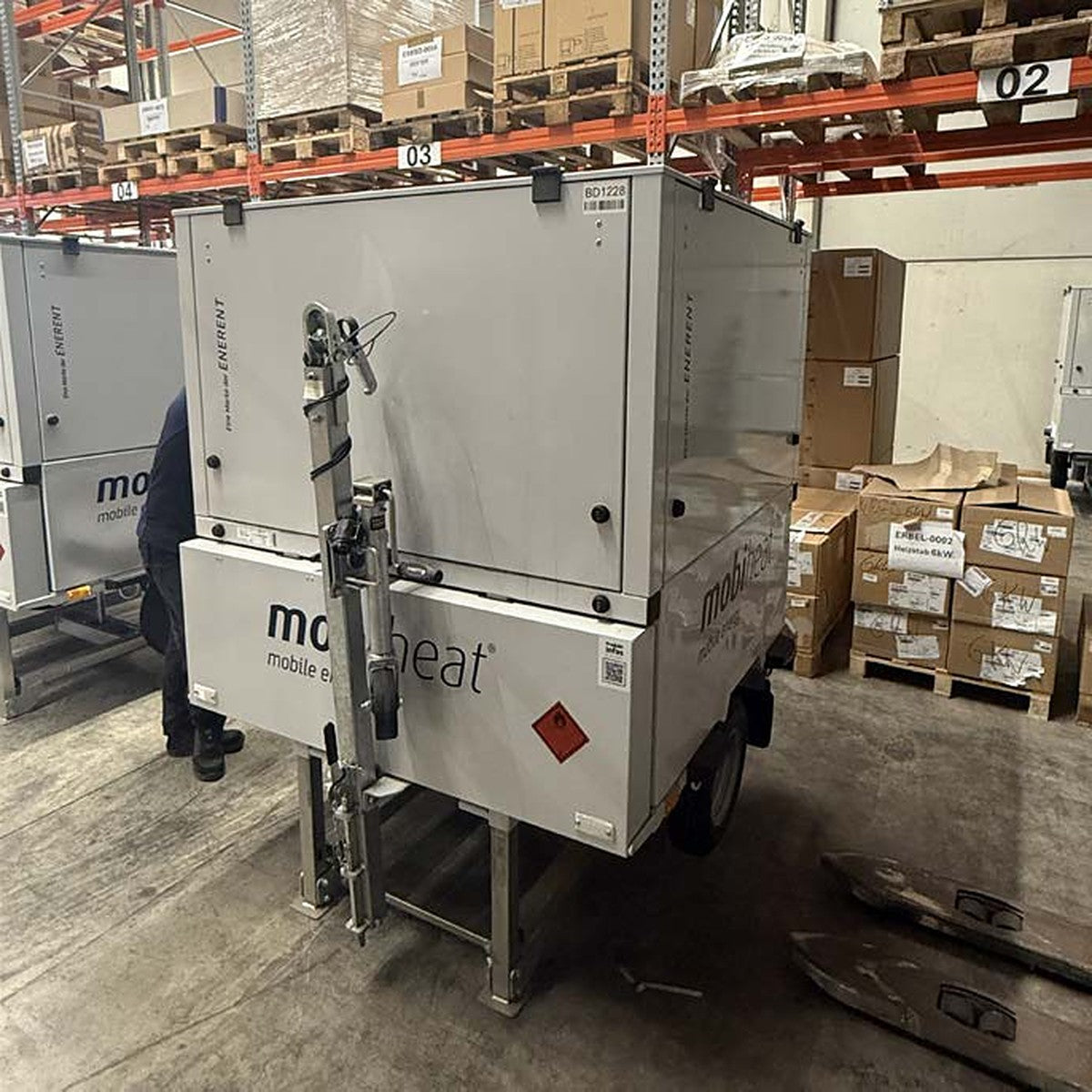 Mobile Heizzentrale 60 kW BD1228 – Heizzentrale im Lager